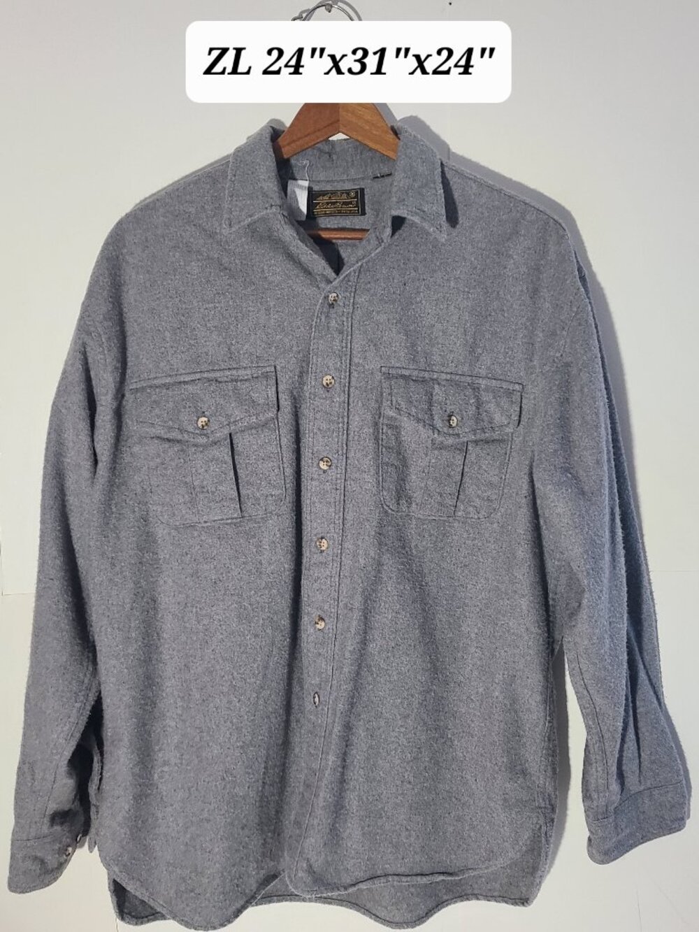 Vintage 80s/90s Eddie Bauer Chamois Cloth Gray Men's XL Button Up Shirt